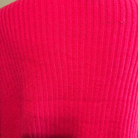 Turtleneck Fuchsia Sweater Cropped Tie Sides Ribbed Knit Office Runway 7 SZ 1X - Picture 11 of 11